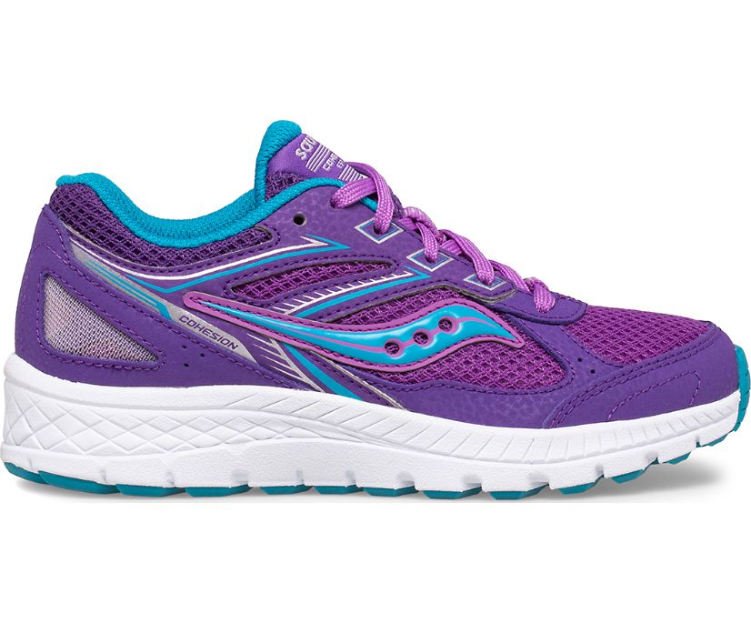 Kids\' Saucony Cohesion 14 Lace Sneakers Purple / Blue | Singapore 848HAPK